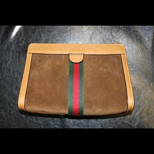 Gucci Parfum Clutch - Brown Suede Leather